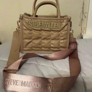 Steve Madden Beige Quilted Crossbody Bag